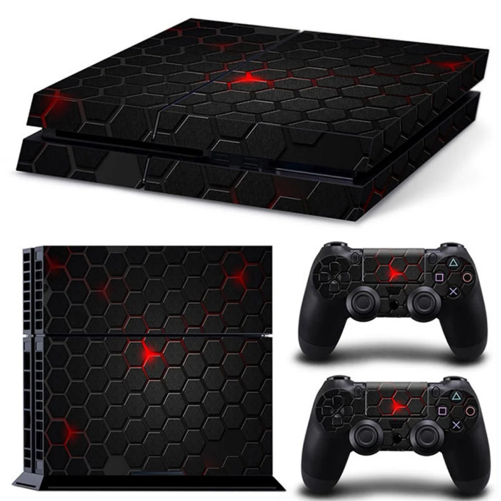 Adhesivo protector de vinilo compatible con consola PS4 y 2 mandos, funda extraíble