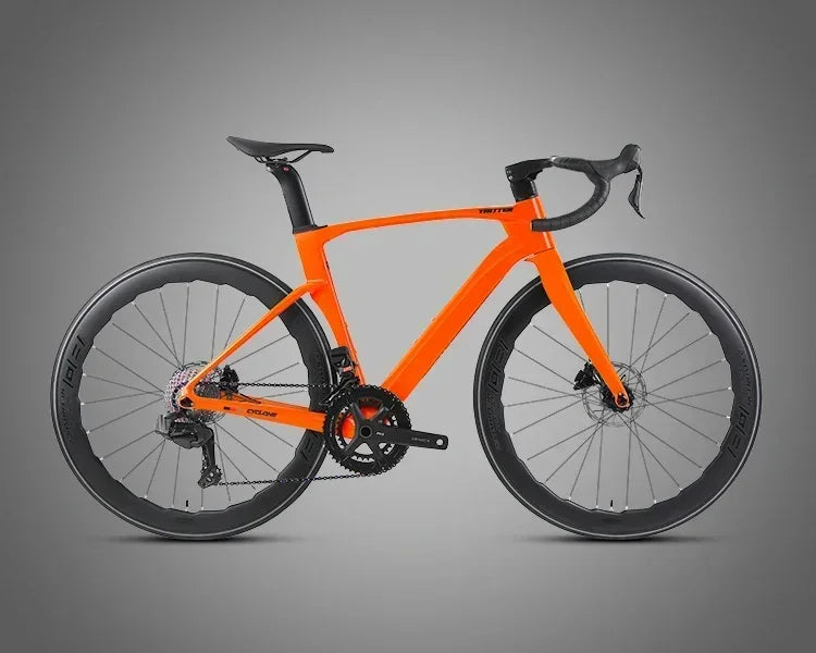 Bicicleta de ruta TWITTER CYCLONE 105, grupo R7120-24S, cableado interno totalmente oculto, fibra de carbono T1000, frenos de disco hidráulicos R7070