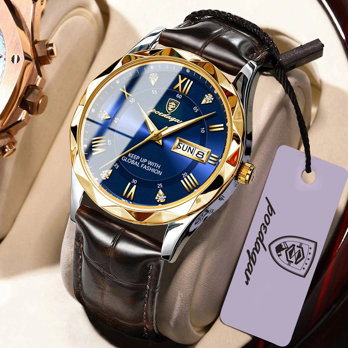 Reloj de pulsera para hombre POEDAGAR, diseño moderno, resistente al agua, luminoso, con calendario semanal, cuarzo, correa de piel, estilo ejecutivo
