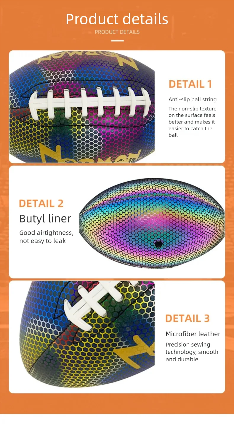 Balón de Fútbol Americano PU Night Glow, Auténtico, Tamaño Adulto 9, Grabado Personalizado, Regalo de Cumpleaños, Balón de Entrenamiento y Competición
