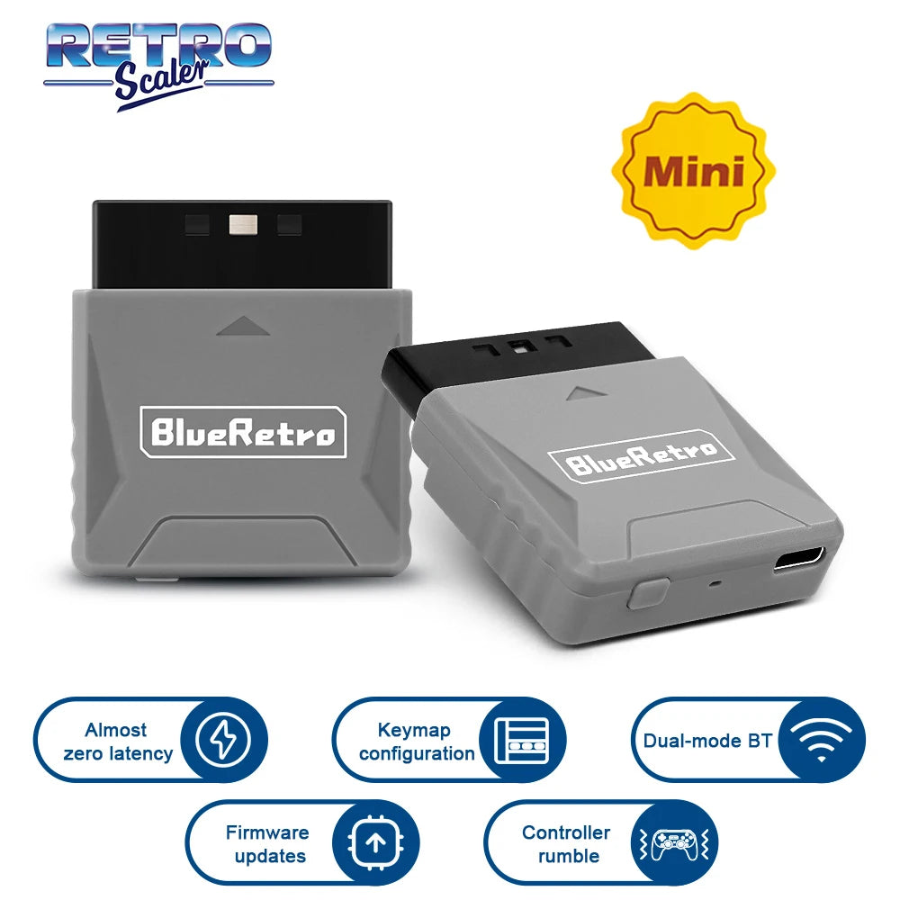 Adaptador receptor RetroScaler Mini Blueretro para PS1 PS One PS2 Compatible con controlador inalámbrico 8bitdo PS4 PS5 Xbox Series X