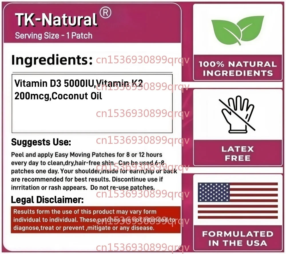 30 Parches Transdérmicos de Vitamina D3 + K2 con Alta Absorción Orgánica, Apoyo Natural para Huesos y Corazón