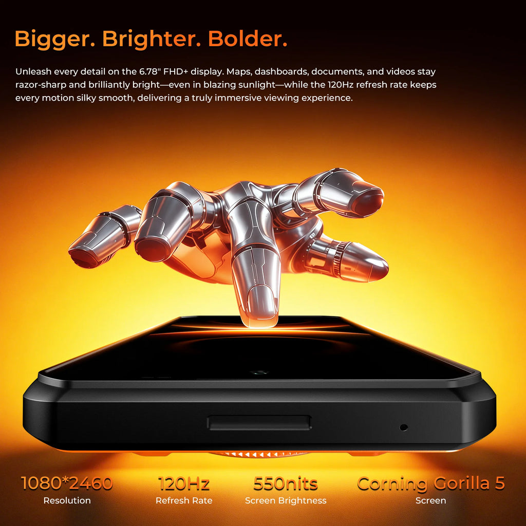 Smartphone Resistente 5G OUKITEL WP500, Pantalla FHD+ de 6,78 pulgadas, RAM 36GB (12GB +24GB) + Almacenamiento 1TB, Gran batería de 10000mAh, Linterna de camping ultrabrillante, Cámara principal 108MP, Android 16, Inte