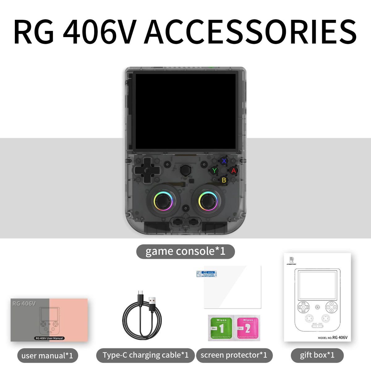 ANBERNIC RG406V Handheld Game Console 4-inch IPS Multi-Touch Screen Retro Game Console Portable Pocket Video Gaming Player Gift