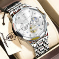 Reloj de pulsera para hombre POEDAGAR, cronógrafo de cuarzo, resistente al agua, luminoso, de acero inoxidable, estilo casual