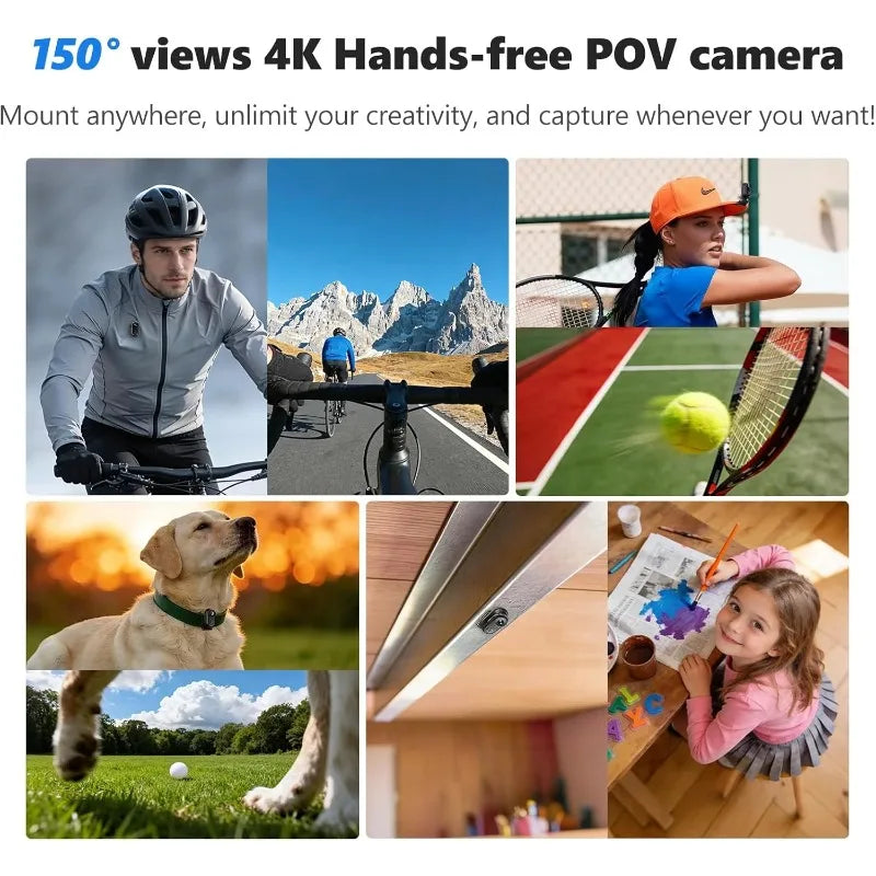 Cámara Deportiva 4K Resistente al Agua, Mini Cámara Magnética con EIS, Cámara Corporal Portátil con WiFi, Estuche de Carga, Tarjeta de 32G para Vlog