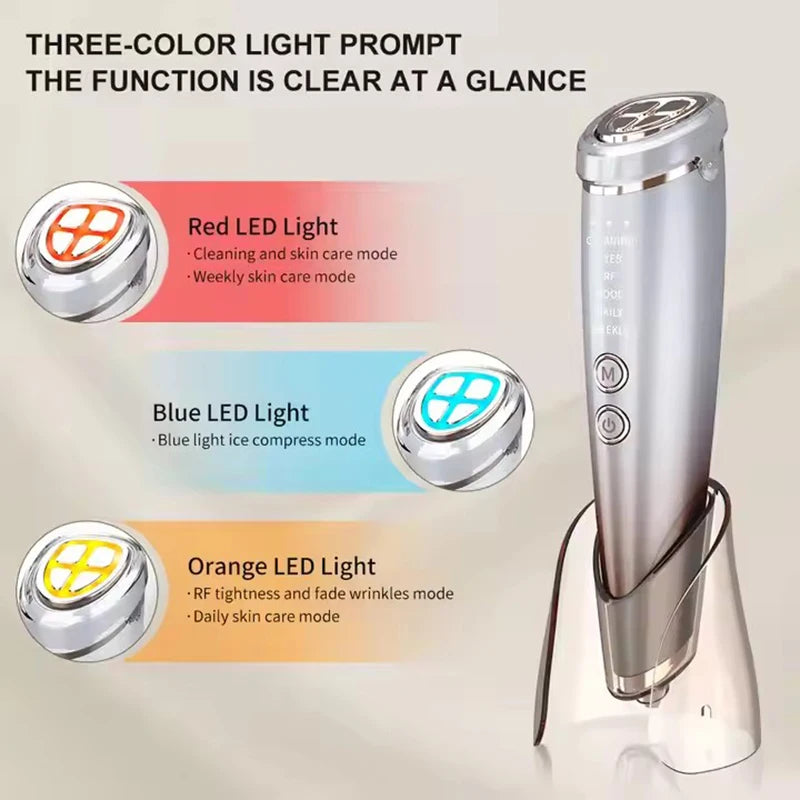 Masajeador Facial EMS de alta frecuencia 6 en 1, microcorriente de estiramiento Facial para estiramiento de cara y ojos, herramienta de cuidado Facial de belleza RF