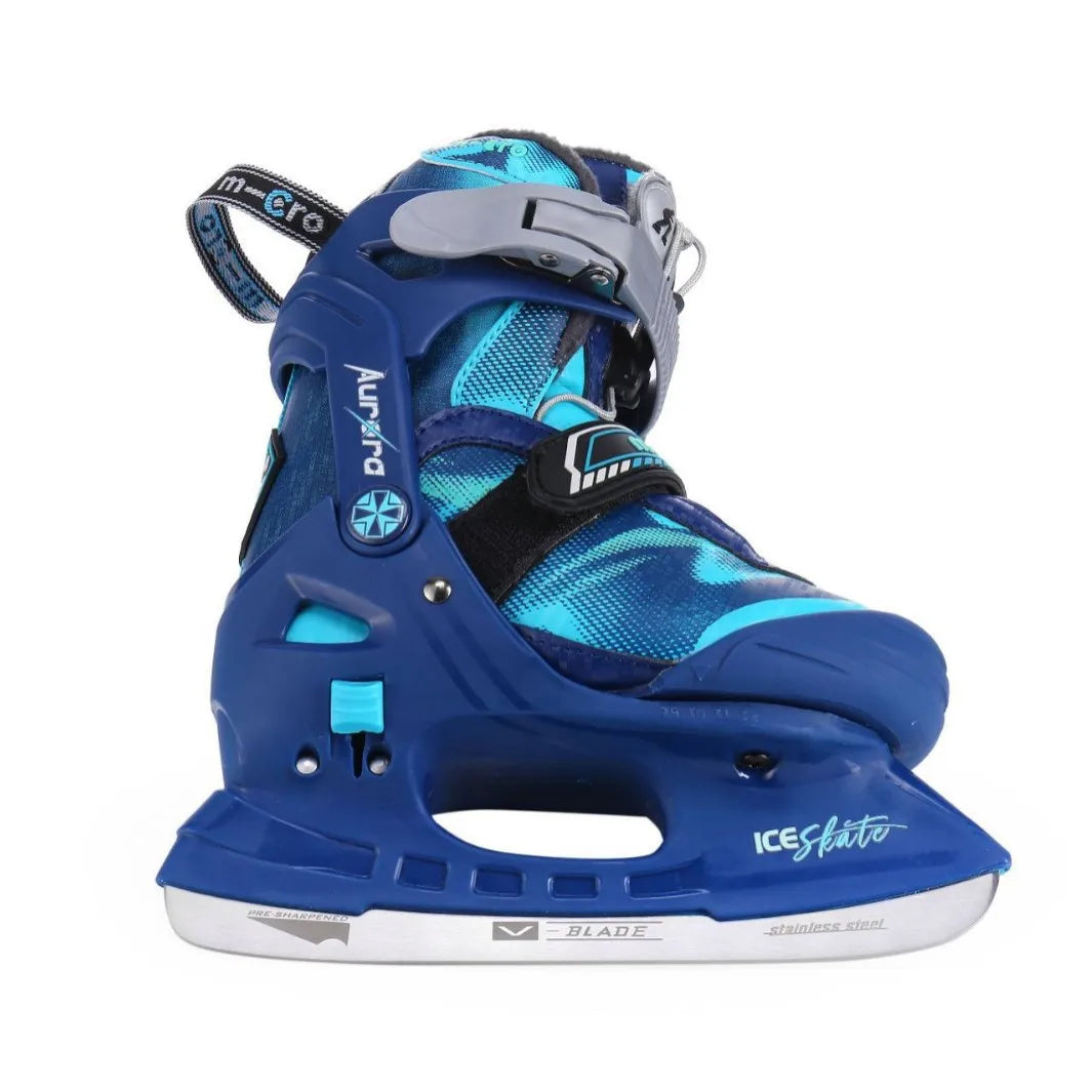 Patines de hielo para niños de tamaño ajustable, cuchillas de acero inoxidable, botas de patinaje sobre hielo con soporte seguro y cálido para principiantes.