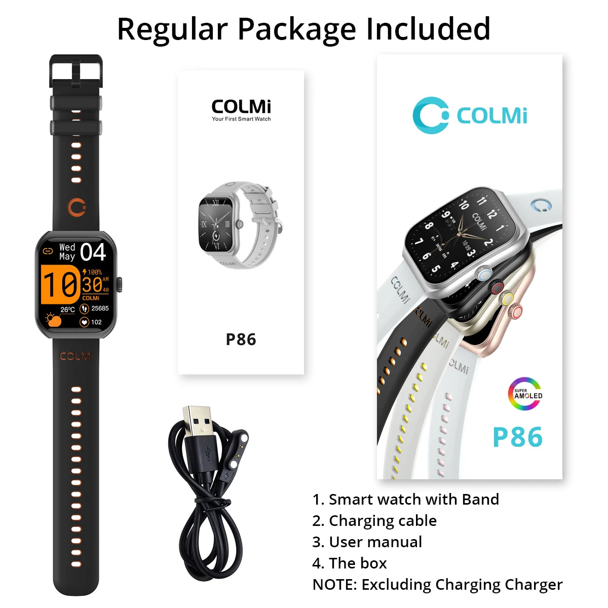 New COLMI P86 1.93" AMOLED Smartwatch Men Health Manager Bluetooth Call IP68 Waterproof Smart Watch Women For Xiaomi iOS Phone