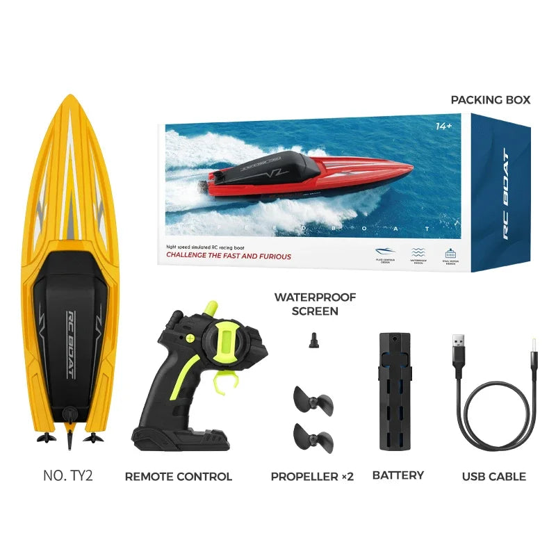 2.4G Mini RC Speedboat Multiple Player Game Double Motor High Speed Ship Lake Pool Bathtub Waterproof RC Stunt Boat Toy for Kids