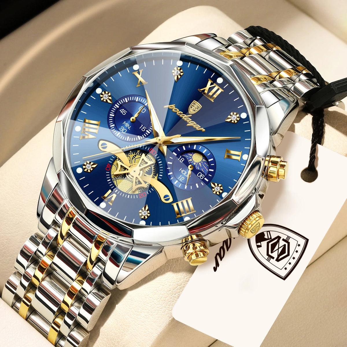 Reloj de lujo original para hombre POEDAGAR, resistente al agua, luminoso, cronógrafo, de acero inoxidable, de cuarzo, para negocios, Reloj Hombre