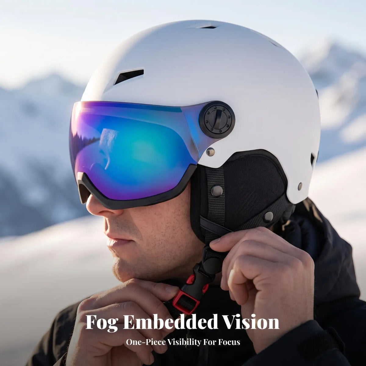 Casco de esquí para adultos, hombres y mujeres, con visera de espejo, carcasa de EPS para absorción de impactos, equipo de seguridad para deportes de nieve