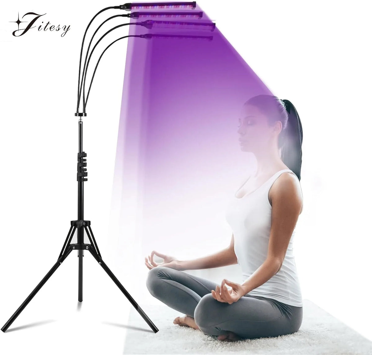 Lámpara de bronceado de 4 cabezales Máquina de bronceado UV de 60 W 360 °   Rotación 432 LEDS Luz azul Longitud de onda 460 nm y luz bronceadora de solario de 490 nm