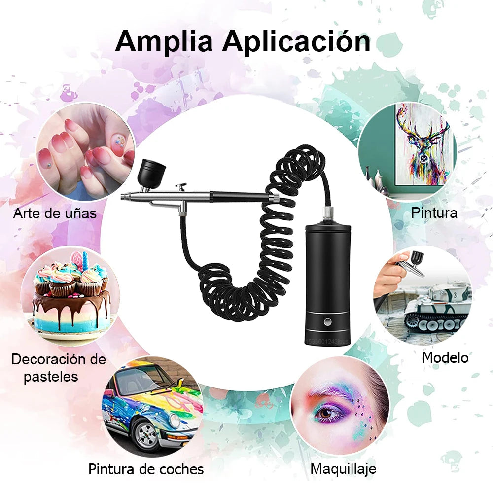 Aerógrafo para uñas con compresor, cepillo de aire portátil con compresor para decoración de uñas, pintura de pastel, aerógrafo artesanal, compresor para decoración de uñas