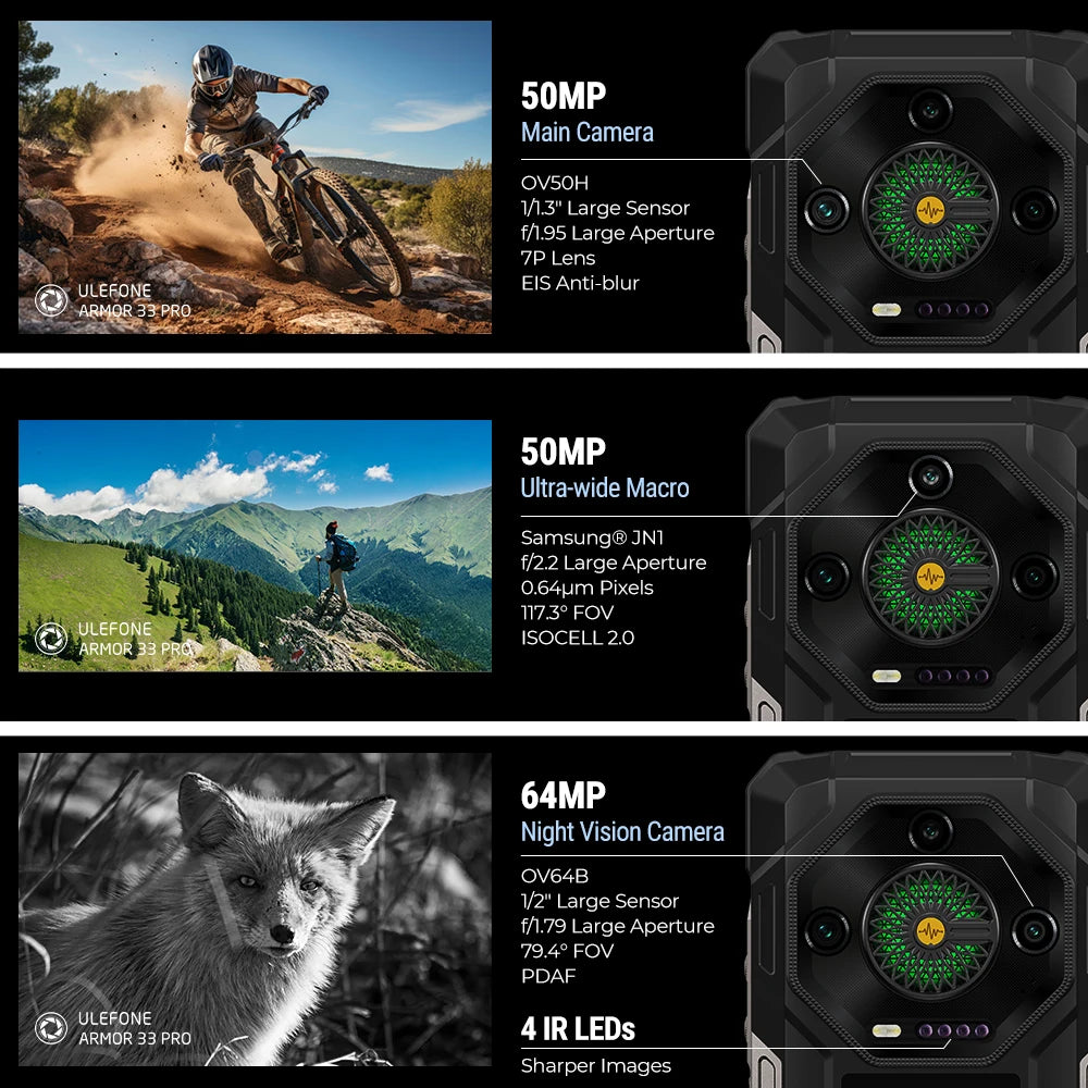 Teléfono resistente Ulefone Armor 33 Pro 5G, smartphone Android 14, 6.95", 120Hz, hasta 32GB+512GB, 25500mAh, NFC, carga de 66W, altavoz potente