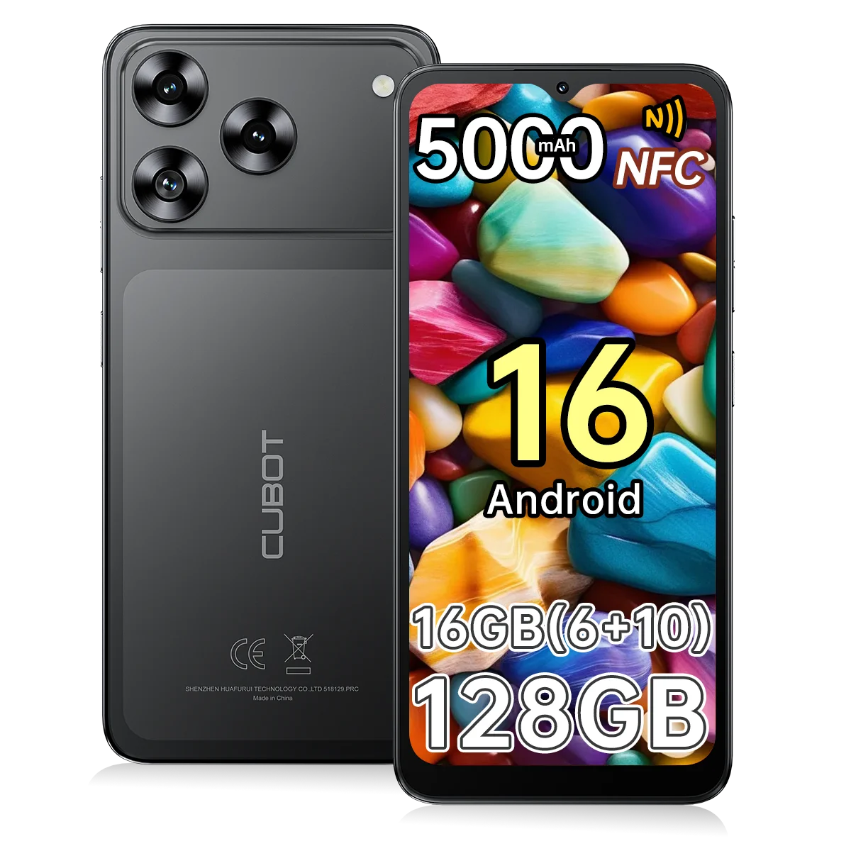 [Envío desde Francia] Smartphone Cubot A50 Android 16GB(6+10) RAM+128GB ROM, 6.58 pulgadas FHD+ 1080*2408, 60Hz, Dual Nano SIM, Batería de 5000mAh, 48MP+16MP, NFC, Face ID