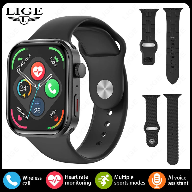LIGE New Smart Watch Men Wireless Charging Sports Fitness Tracker Health ECG Monitor BT Call Smart Watches Women For Android iOS