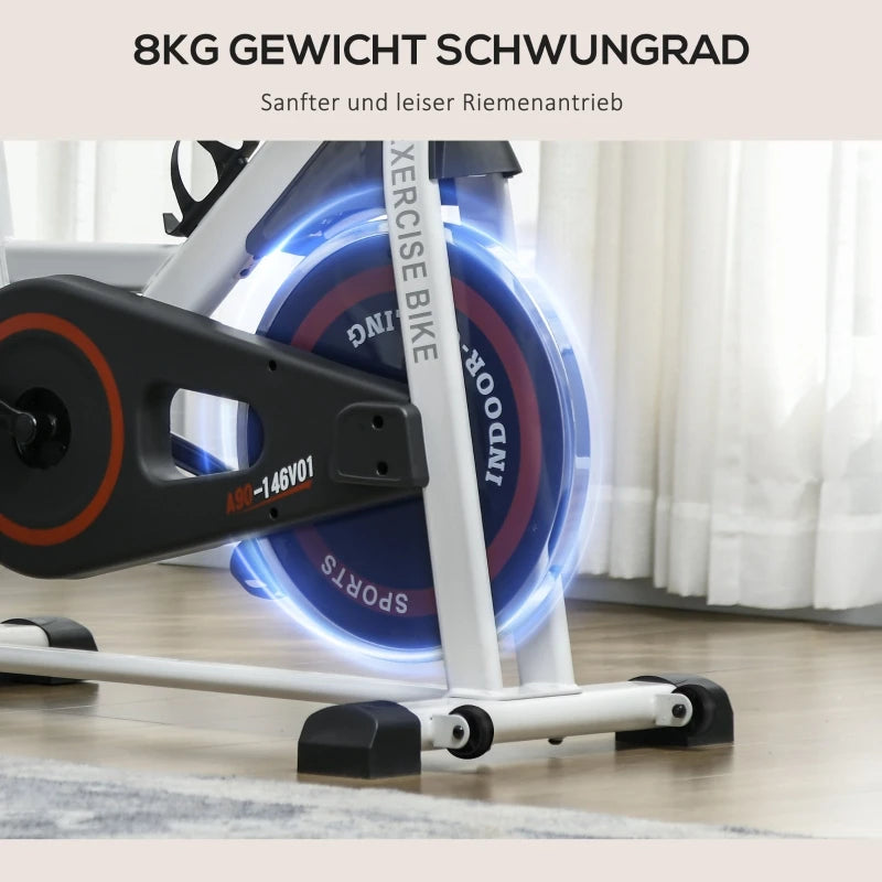 Bicicleta de ejercicio para interiores, entrenador doméstico con resistencia magnética, pantalla LCD, volante de inercia de 8 kg, asiento y manillares ajustables, ruedas de transporte, equipo de fitness cardiovascular en bl
