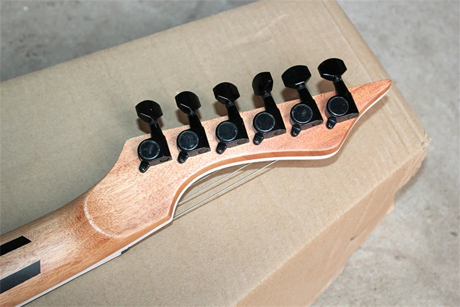 Flyoung-guitarra eléctrica negra mate de 6 cuerdas con puente fijo, oferta personalizada