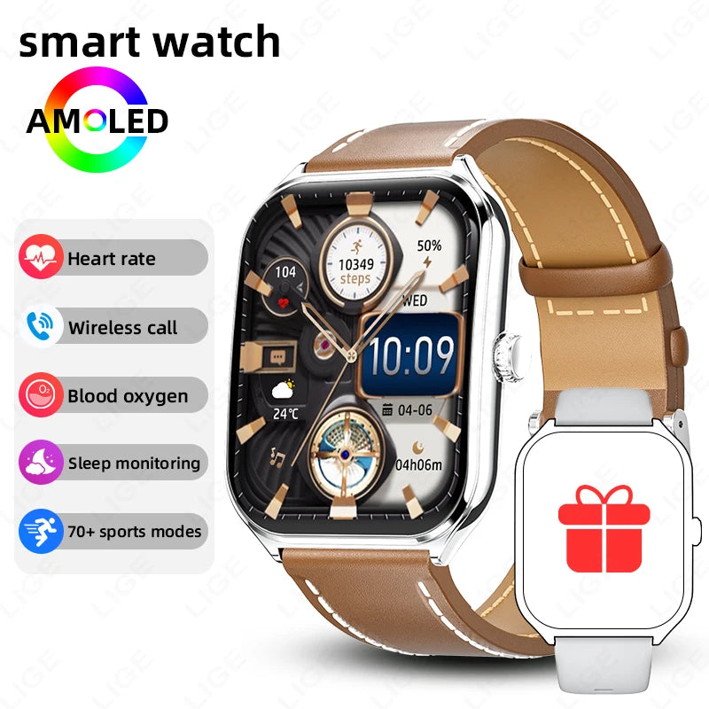 2026 New Ultra Thin SmartWatch Men 1.96"AMOLED Screen Always Show Time Heart Rate GPS Sport Waterproof Bluetooth Call Smartwatch