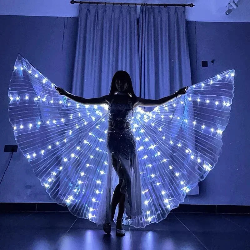 Capa Luminosa LED con Alas de Mariposa para Actuaciones Escénicas, Disfraz de Danza del Vientre, Arte Luminoso Portátil, Accesorio para Fotos de Fiesta de Halloween