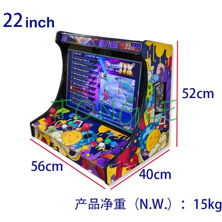 Consola de videojuegos arcade para 2 jugadores, pantalla LCD de 22 pulgadas, diseño Bartop con SAGA ARCADE DX 26800 en 1, aceptador de monedas, joystick, botón para conectar a TV