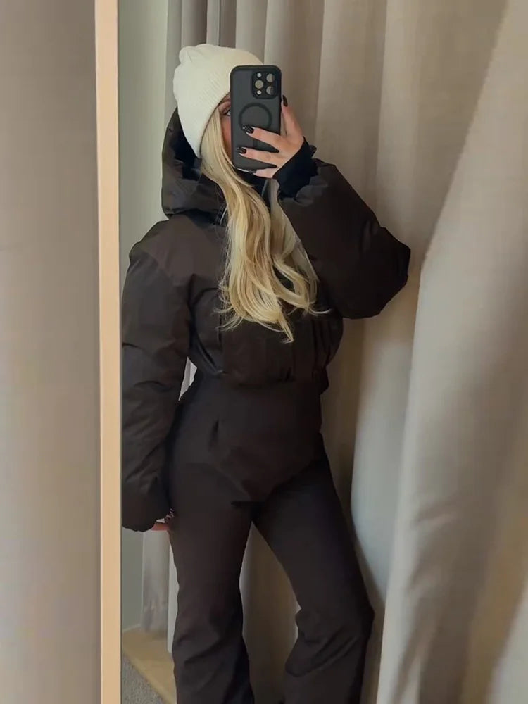 Mono de esquí de invierno para mujer, cuello alto, cremallera, cálido, traje de esquí de una pieza para mujer, ropa de esquí de invierno 2026 con cinturón, ropa de esquí para mujer para exteriores