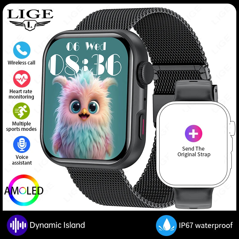 Reloj inteligente LIGE con pantalla HD de 1.83", para hombre y mujer, llamadas por Bluetooth, deportes, fitness, monitor de frecuencia cardíaca y oxígeno en sangre, smartwatch para hombre 2026