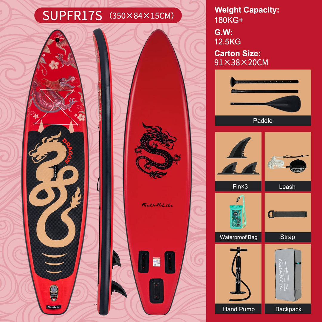 Funwater SUPFR17S: tabla de paddle surf inflable, conjunto de 350x84x15 cm, capacidad de 180 kg, tabla de paddle surf roja, soporte para cámara de acción, tabla de surf para paseos, yoga acuático, pesca, deportes acuático
