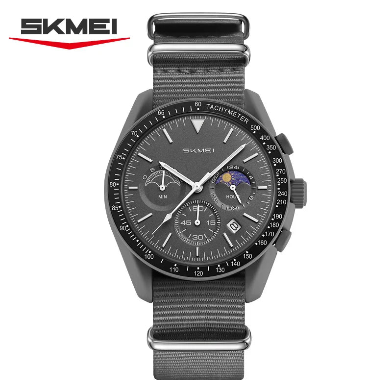 Reloj cronógrafo de cuarzo SKMEI 9392 para hombre y mujer, con fecha, resistente al agua 30M, reloj de pulsera deportivo, reloj de moda con correa de nailon, regalo, Reloj Mujer