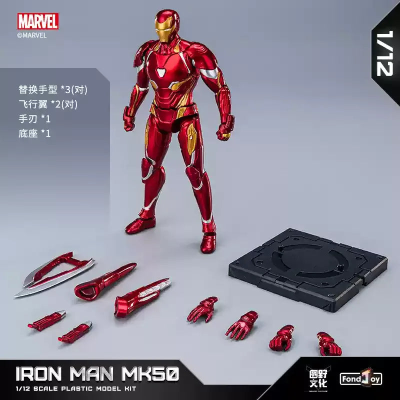 Figura de Acción Articulada de Iron Man Mk50 de Marvel, Escala 1:12, Kit de Modelo de Plástico, Coleccionable de los Vengadores