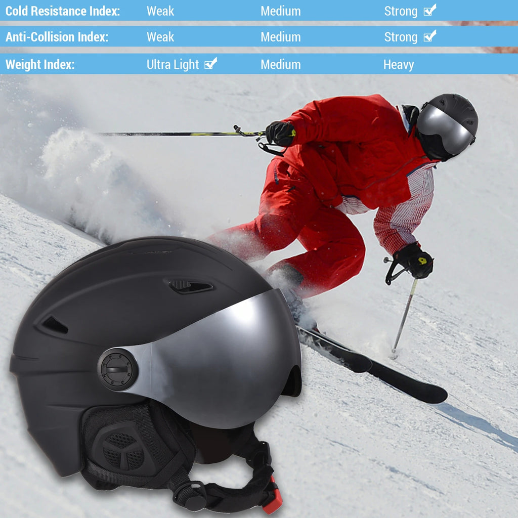Casco de esquí, equipo de protección para snowboard, equipo de seguridad para deportes de invierno, casco para deportes de nieve.