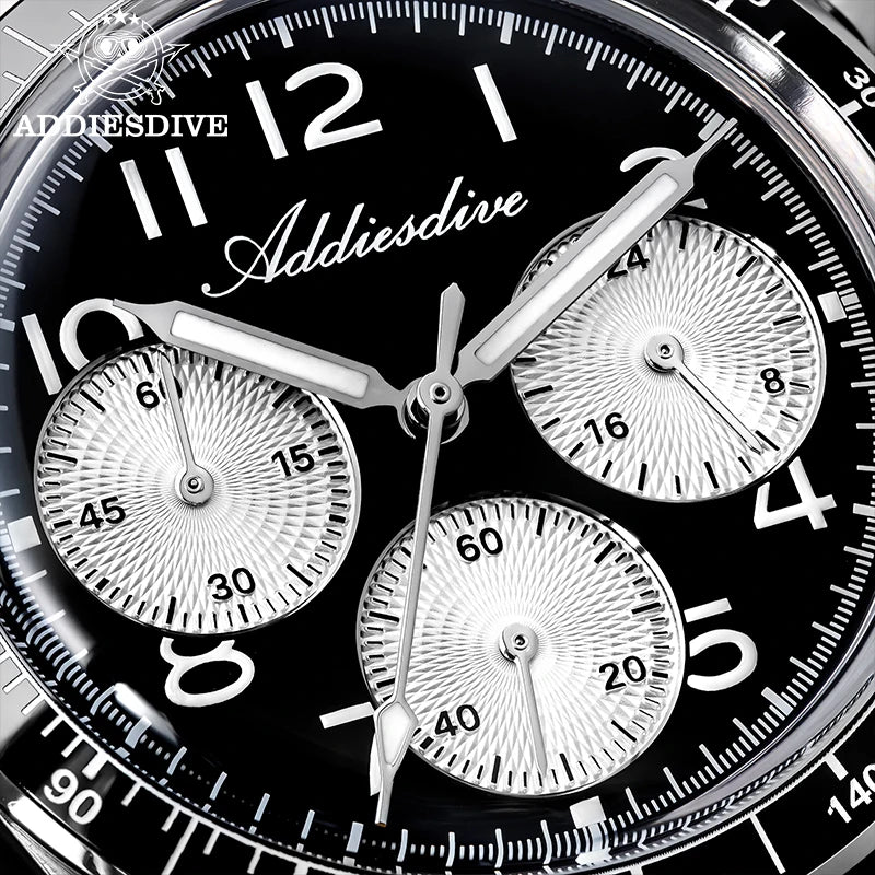 ADDIESDIVE Men  Japan VK63 Quartz Watch 200m Waterproof Watches Ceramic Bezel BGW9 Luminous Fashion Men 2025 High Luxury  Watch