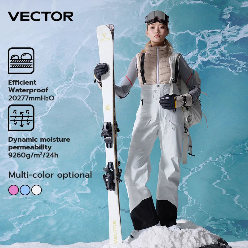 Pantalones de Esquí VECTOR 3L Gruesos para Hombre y Mujer, Overol Recto, Mono con Peto, Impermeable, Cálido para Invierno, Cortavientos, para Deportes al Aire Libre, Snowboard