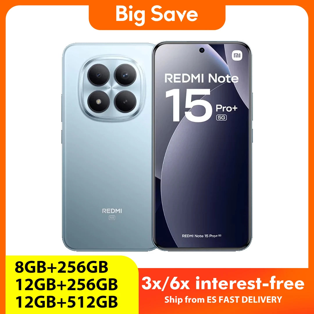 Original Xiaomi Redmi Note 15 Pro Plus 5G NFC Cellphone 6500mAh Battery 100W Hyper Charge Snapdragon 7s Gen 4 Processor 200MP OIS Camera
