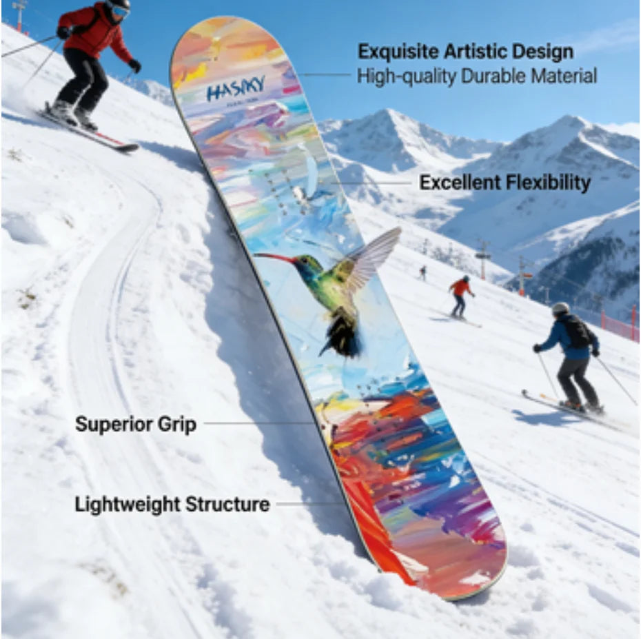 Tabla de Snowboard Hasiky OEM All Mountain con Núcleo de Madera y Base Sinterizada de 145 cm para Adultos, Personalizable