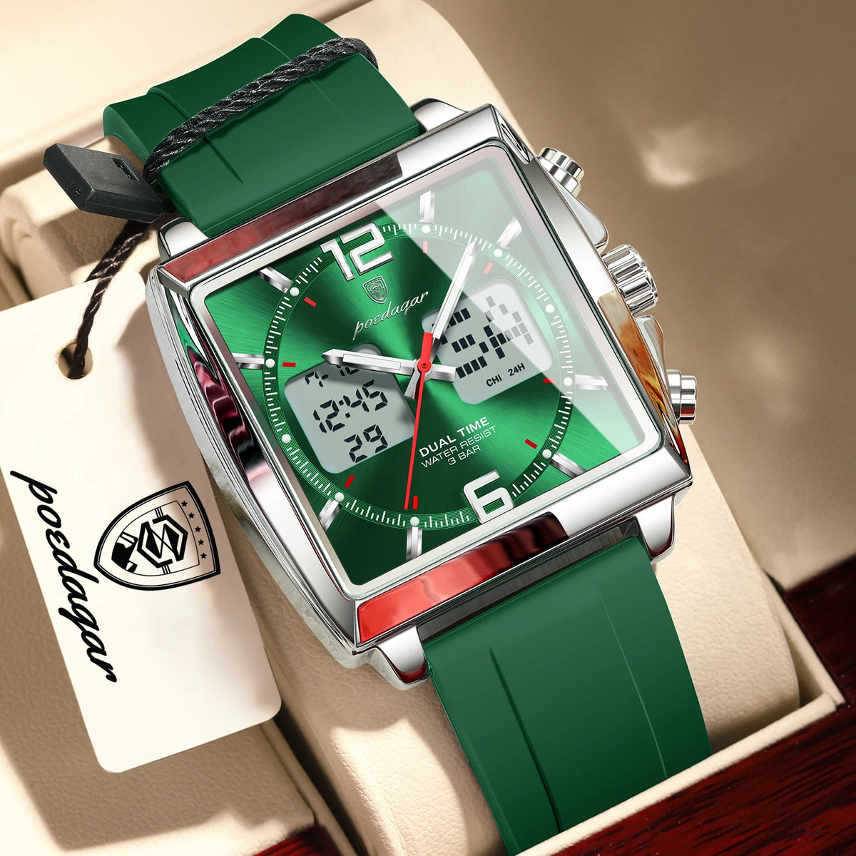 Reloj casual para hombre POEDAGAR, deportivo, electrónico, LED, con alarma, cuarzo, cronógrafo, fecha, semana y hora dual, reloj digital para hombre