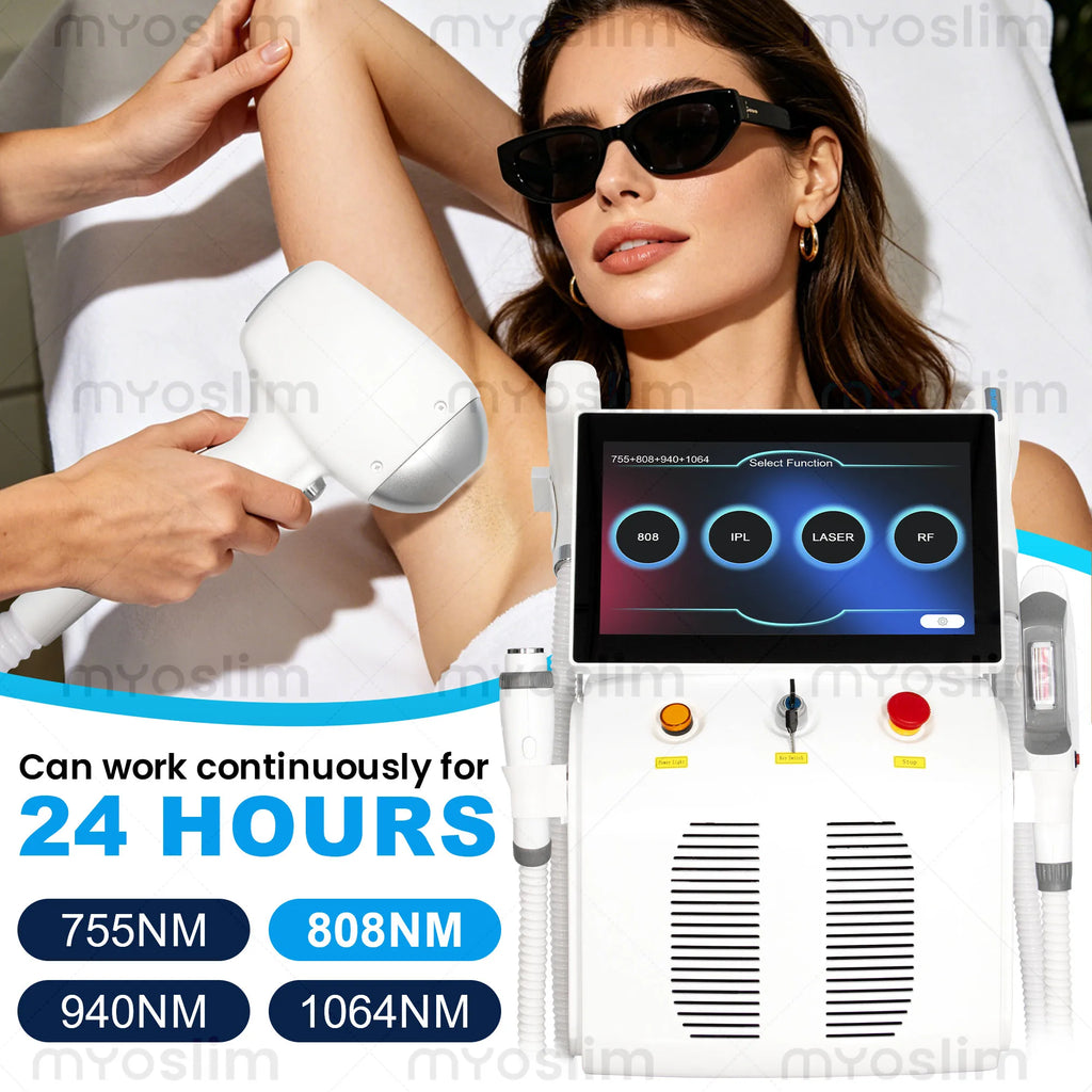 Dispositivo de Belleza Láser de Diodo 4 en 1 de 808nm de Primera Calidad, Depilación Profesional, Eliminación de Tatuajes, Eliminación de Pecas y Rejuvenecimiento de la Piel