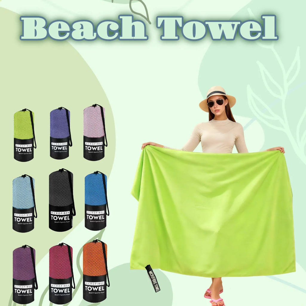 Toalla de secado rápido de microfibra a prueba de arena, ligera, portátil, para playa, natación, Yoga, gimnasio, artículos esenciales para viajes, súper absorbente, suave para la piel