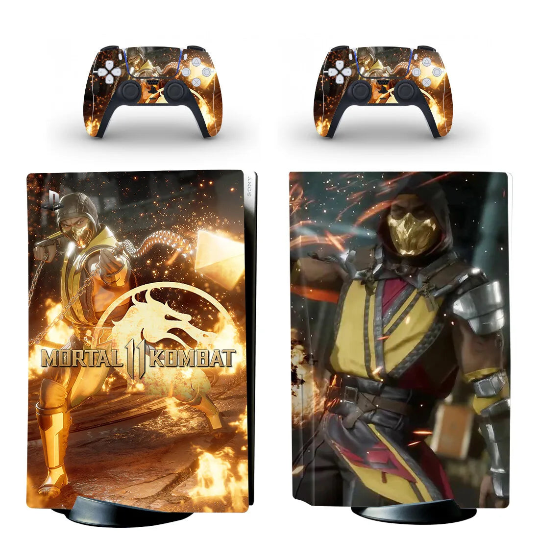 Pegatina adhesiva de vinilo para consola PS5 y 2 mandos, diseño de Mortal Kombat, versión disco