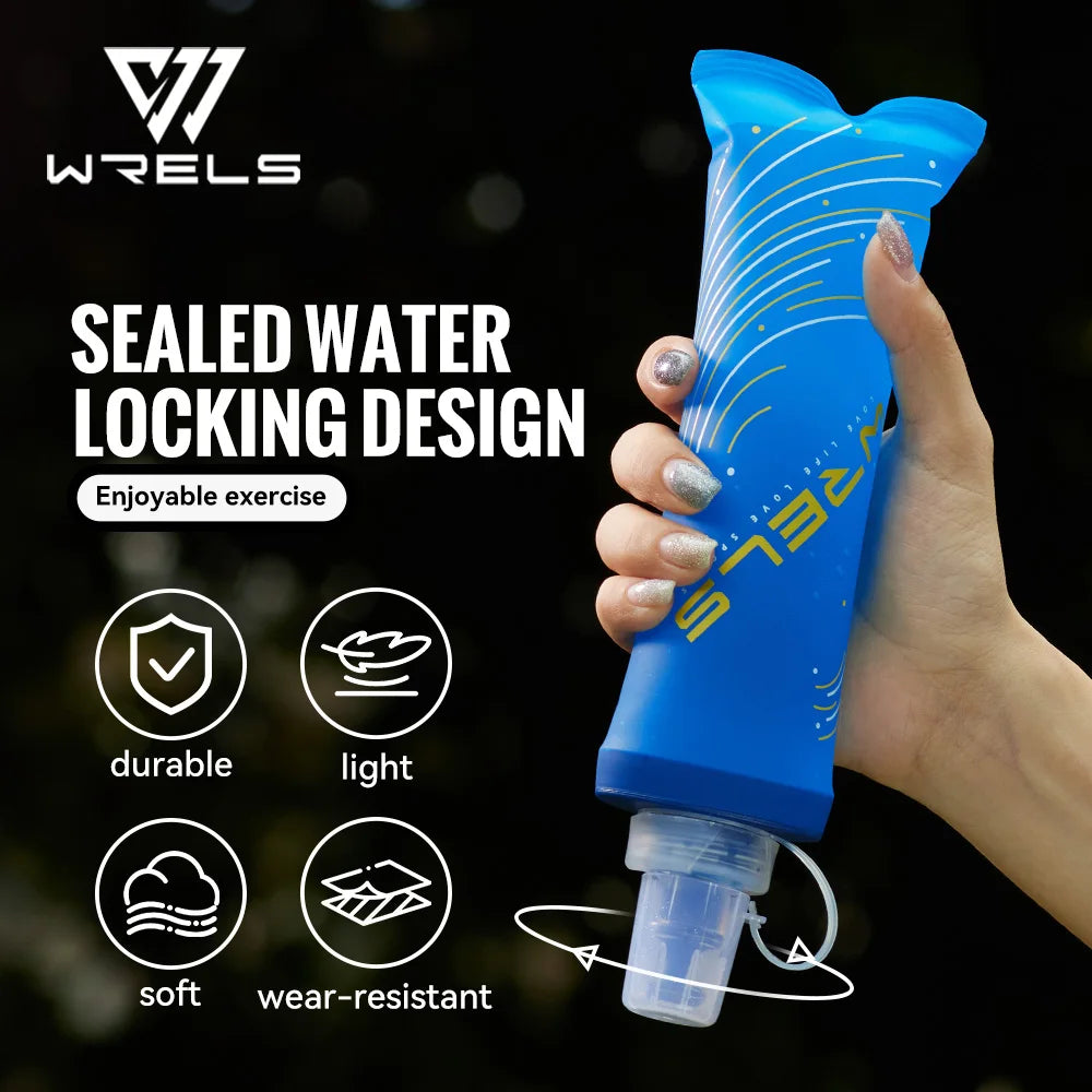 Botellas de Agua Plegables Suaves WRELS, Libres de BPA, Botella de Agua Plegable Ligera para Camping, Senderismo y Viajes, Botella de Agua Suave de TPU