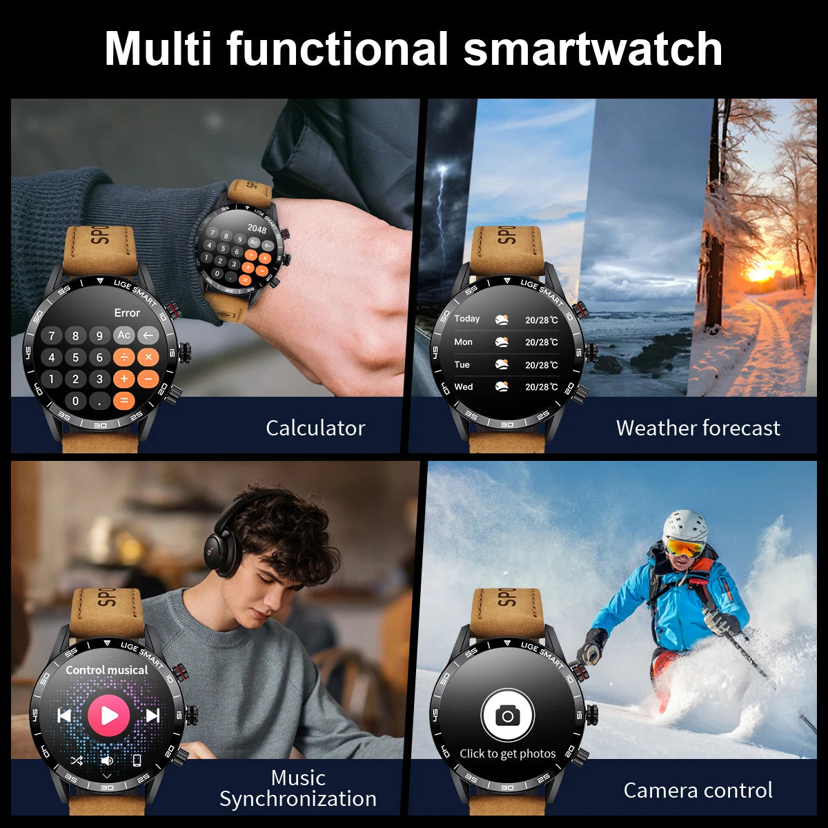 Reloj inteligente empresarial LIGE para hombre, llamada Bluetooth, monitor de salud, resistente al agua IP67, rastreador de actividad física, pulsera inteligente, reloj inteligente 2024