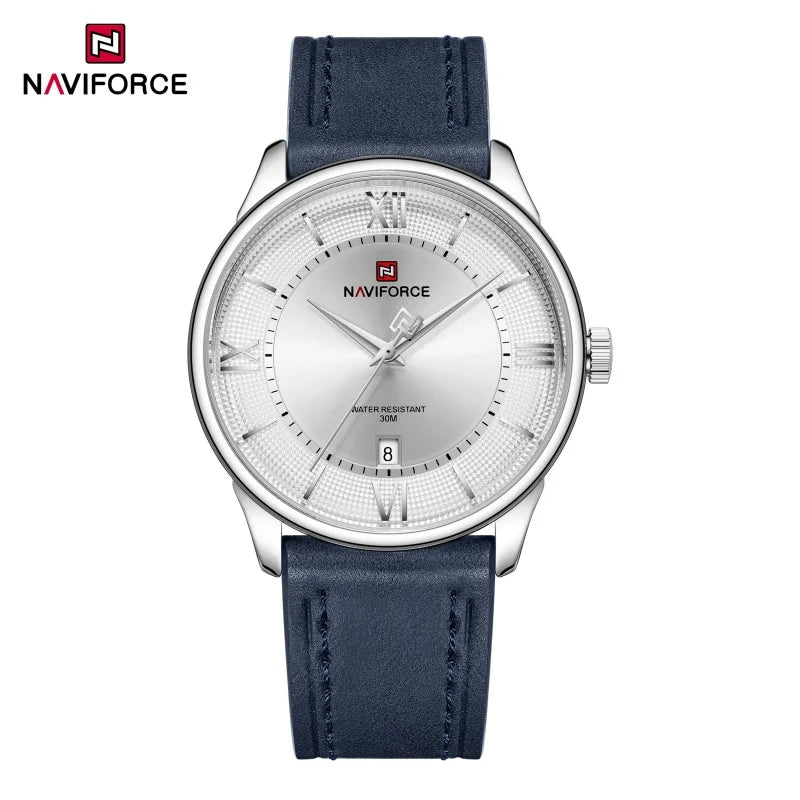 NAVIFORCE Watches for Man Quartz Calendar Display 3ATM Waterproof Leather Strap Male Business Casual Fashion Men's Gift NF9272L