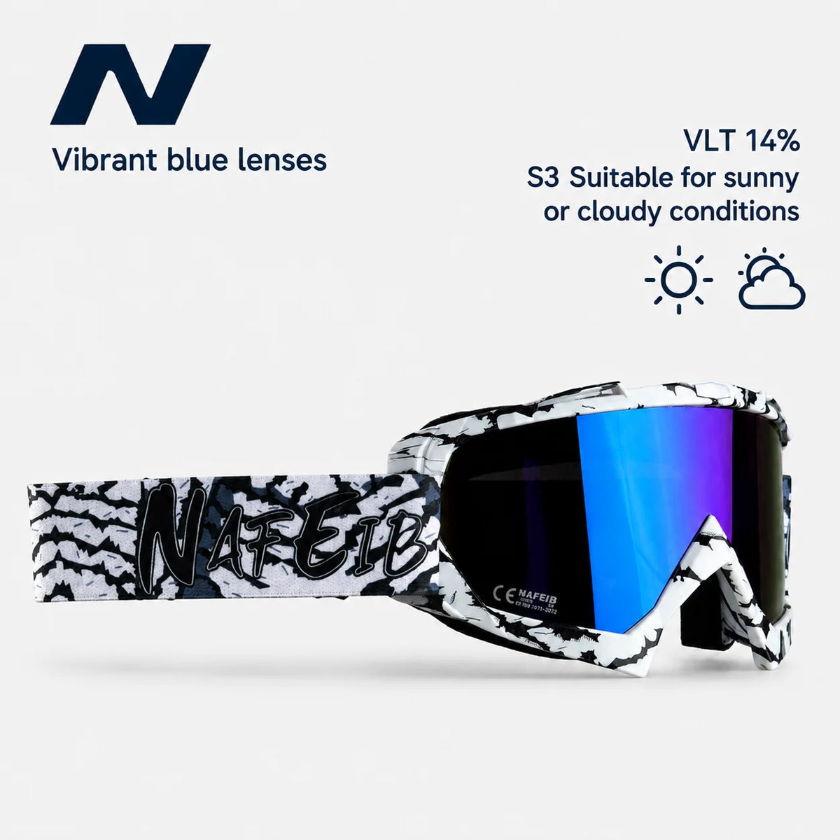 Gafas de Esquí, Aptas para Esquí y Snowboard, Gafas de Motociclismo para Todas las Estaciones, Equipadas con Lentes Anti-UV HD UV400