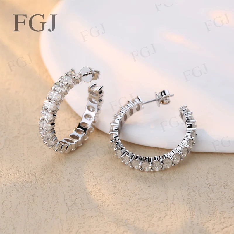 Pendientes ovalados personalizados hechos a mano con moissanita de diamante de laboratorio, diseño único personalizado con joyería elegante atemporal para Navidad