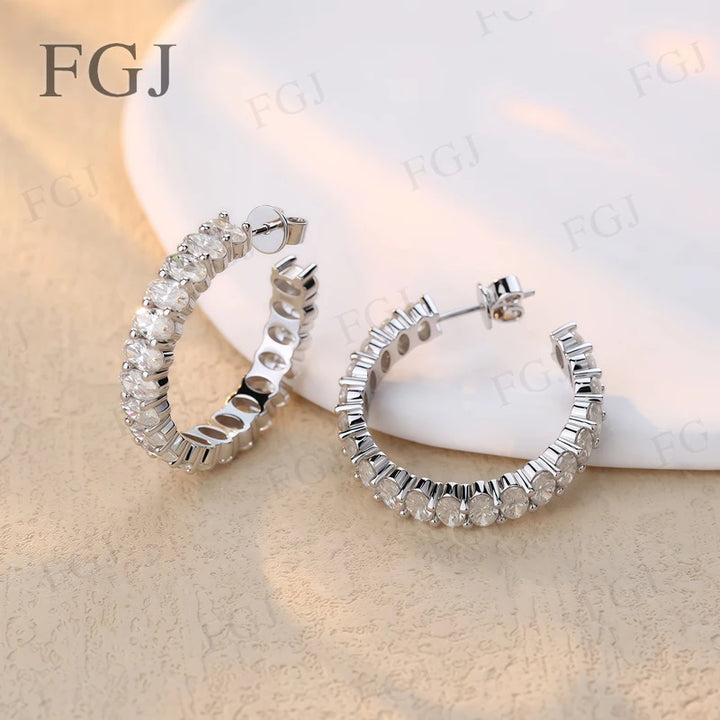 Pendientes ovalados personalizados hechos a mano con moissanita de diamante de laboratorio, diseño único personalizado con joyería elegante atemporal para Navidad