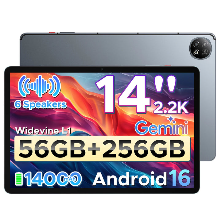 Tablet PC DOOGEE U14 2 en 1 de 14 Pulgadas con Pantalla Incell 2.2K, Gemini Ai, Batería de 14000mAh, 56GB de RAM (8+48), 256GB de ROM, Cámara Principal de 16MP, Widevine L1 Compatible con Tablet PC