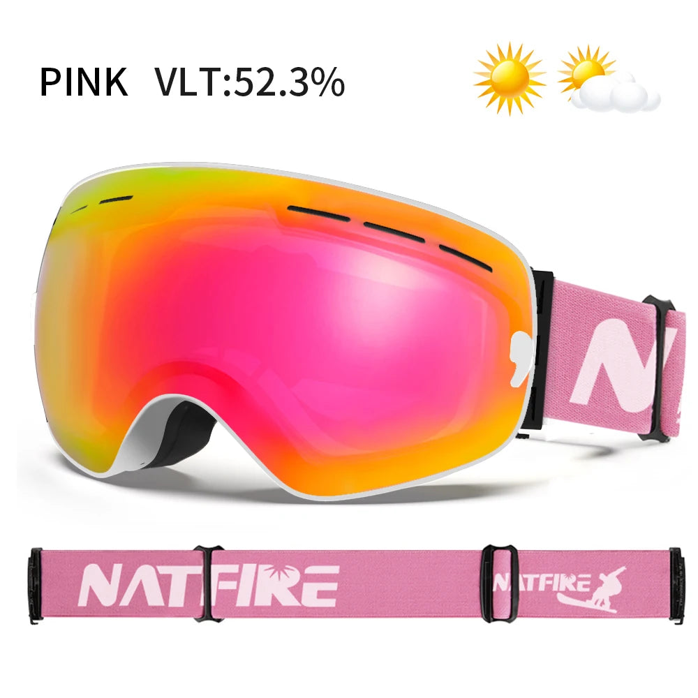 Gafas de esquí para deportes al aire libre, protección UV400, máscara de esquí para hombre y mujer, antiniebla, cara grande, gafas de nieve, gafas de esquí para Snowboard