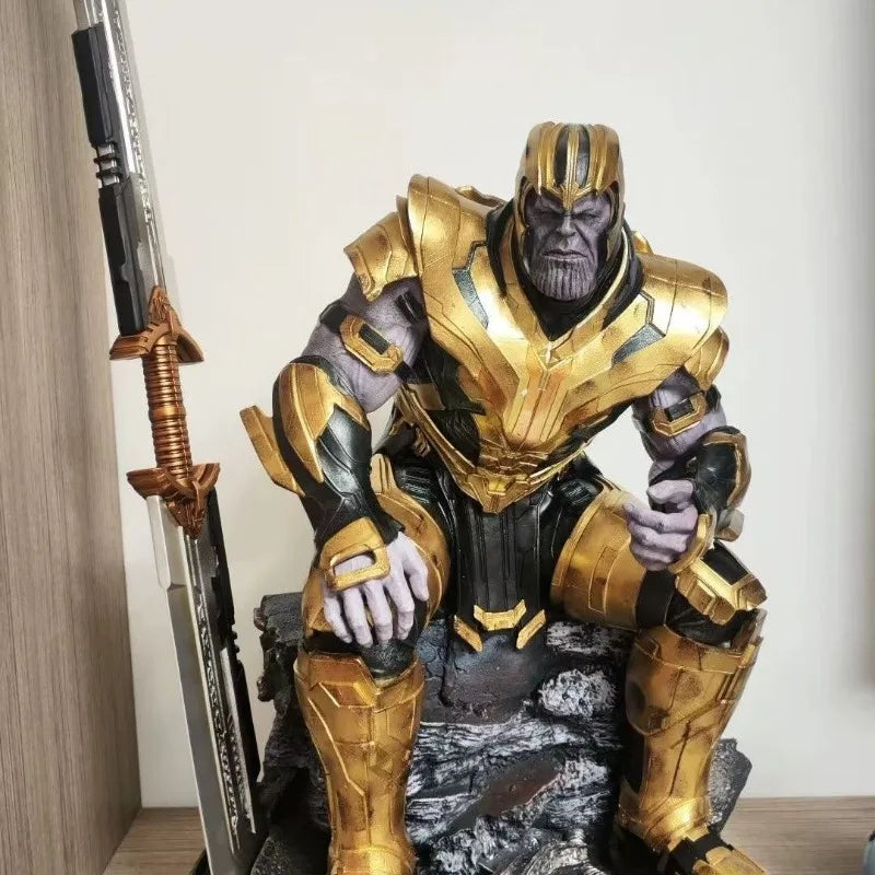 1/4 Figura de Los Vengadores Thanos en postura sentada, modelo de anime de resina con succión magnética, adorno de escritorio, decoraciones, juguetes para niños