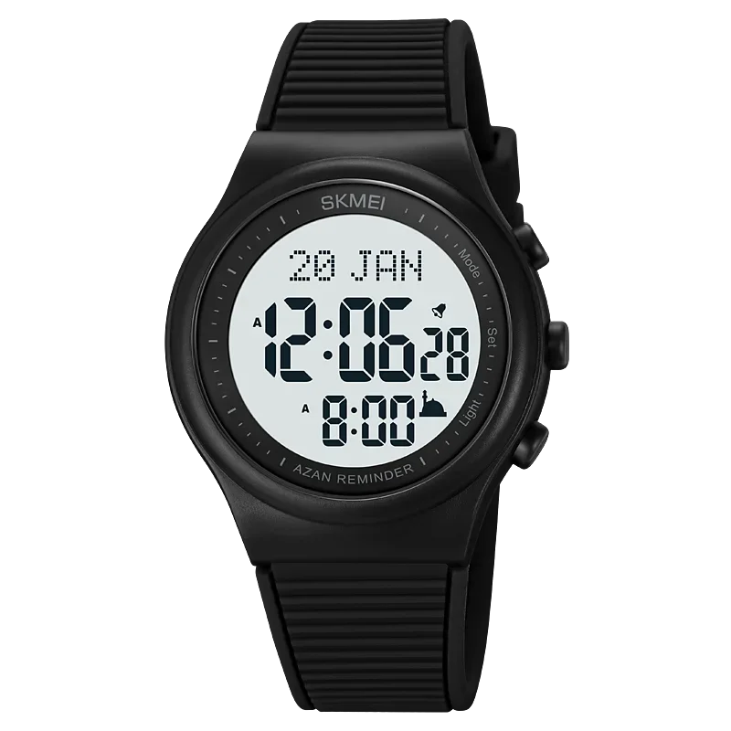 Reloj Skmei para oración con brújula Qibla, alarma Adhan, calendario Hijri, luz de fondo, reloj islámico para hombre, modelo 1981